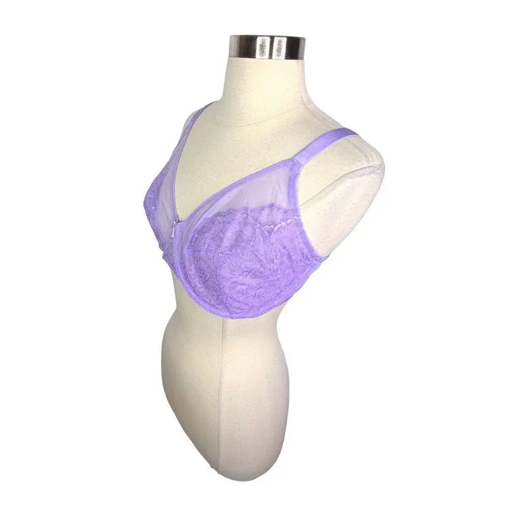 HSIA Enchante Lace Unlined Underwire Bra - Size 38DD - Purple